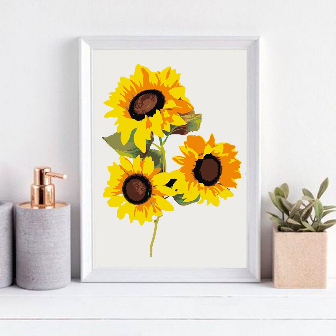 Sunflowers Color by Number Kit Printable Flower Color by Number Art ...