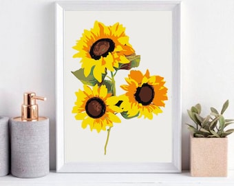 Sunflowers Color by Number Kit Printable Flower Color By Number Art Project Flowers Floral DIY Painting Flower Paint by Number Kit  SD0231