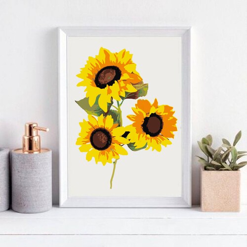 Sunflowers Color by Number Kit Printable Flower Color by Etsy
