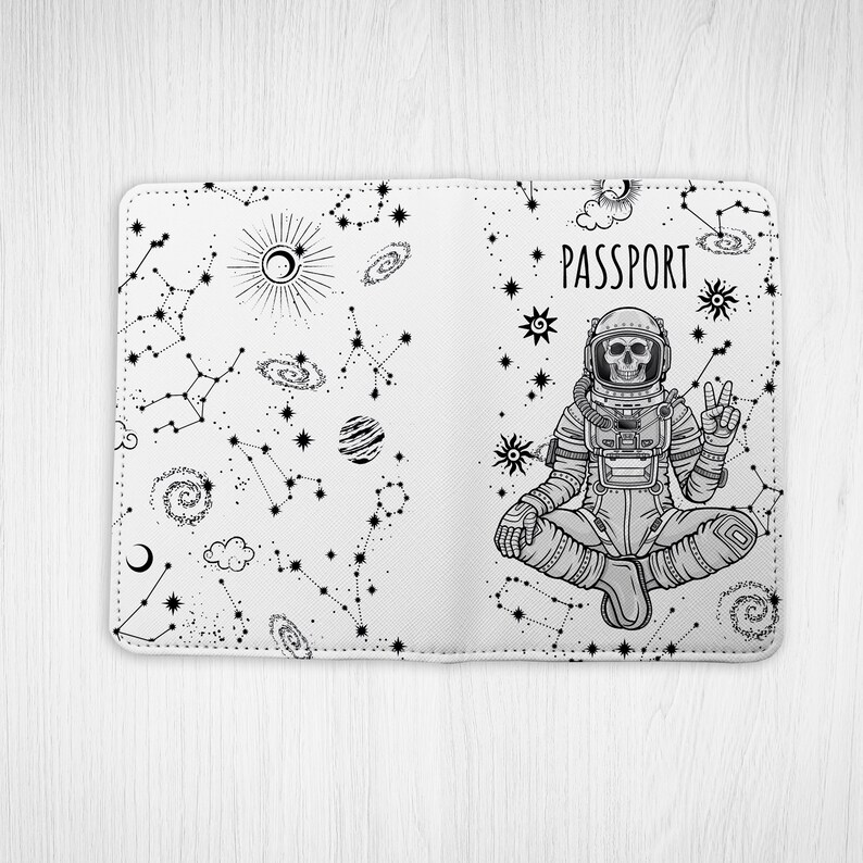 Skeleton Document Organizer Travel Set Space Passport Holder Luggage Tag Personalized Travel Set Luggage Tag Passport Card Holder SD0363 image 4