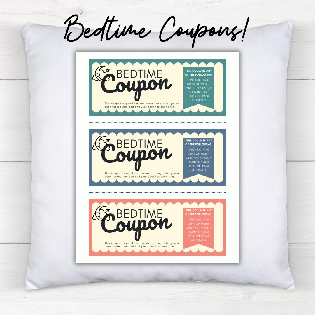 Bedtime Coupon for Kids Printable PDF & Editable Canva Template