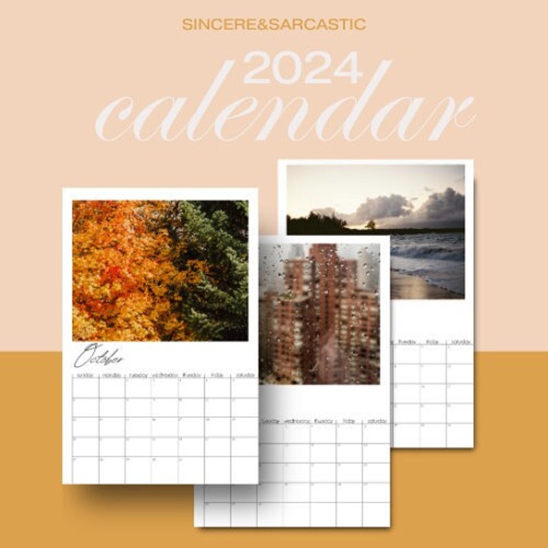 2024 Calendar 2024 Monthly Planner Vertical 2024 Photographic Monthly