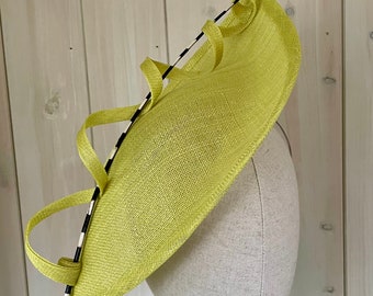 Lime Yellow sinamay headpiece
