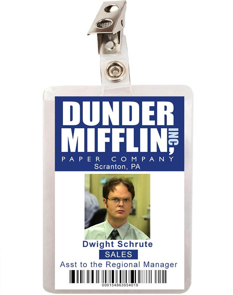The Office Dwight Schrute Dunder Mifflin ID Badge Cosplay | Etsy