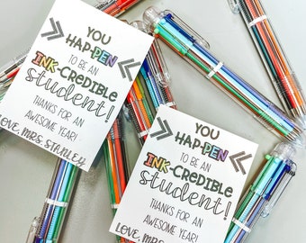 Ink-Credible Student and/or Teacher END OF YEAR: pen gift tag "Thanks for an awesome year!"