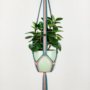 Colourful Macrame Plant Hanger LISA, 2 Colours Combination, Recycled Cotton image 3