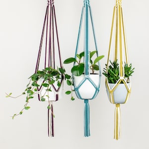 Colourful Macrame Plant Hanger LISA, 2 Colours Combination, Recycled Cotton image 5