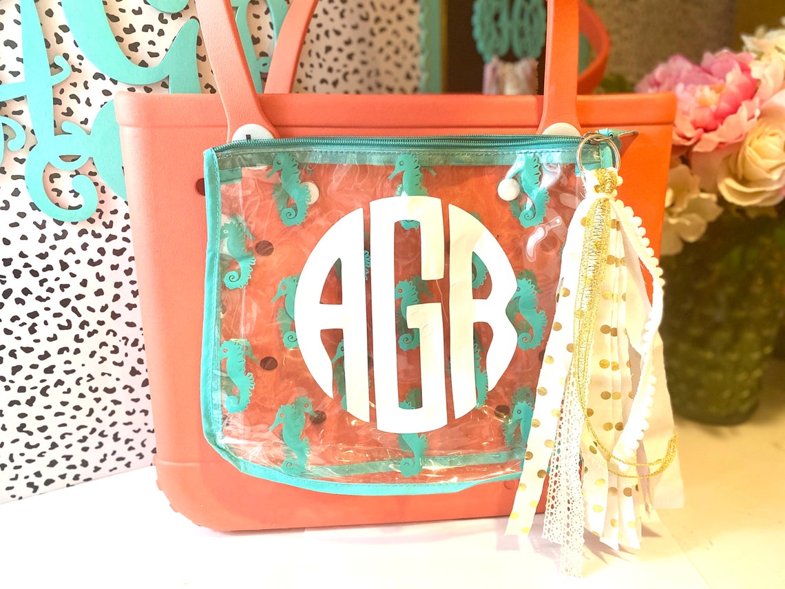 Bogg bag monogram bogg bag tassel beach bag vinyl monogram Etsy