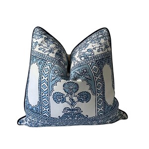China Seas Navy & White Sultan II Pillow Cover | Chinoiserie Style, Designer Pillow