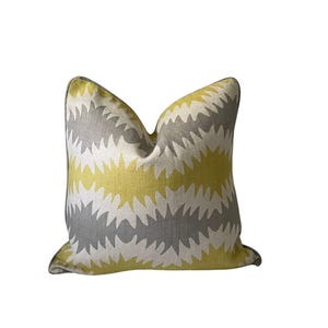 Gray & Yellow Linen Pillow Cover: Raoul Textiles Serafina Mist