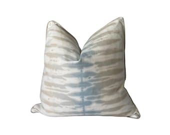 Blue & Beige Tie Dye Zebra Pillow Cover: Abstract Design