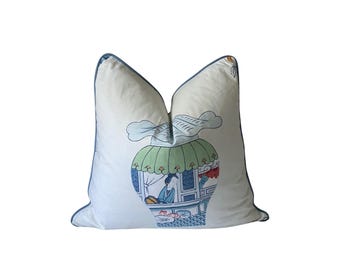 Blue and White Chinoiserie Ginger Jar Pillow Cover: Pagoda Style