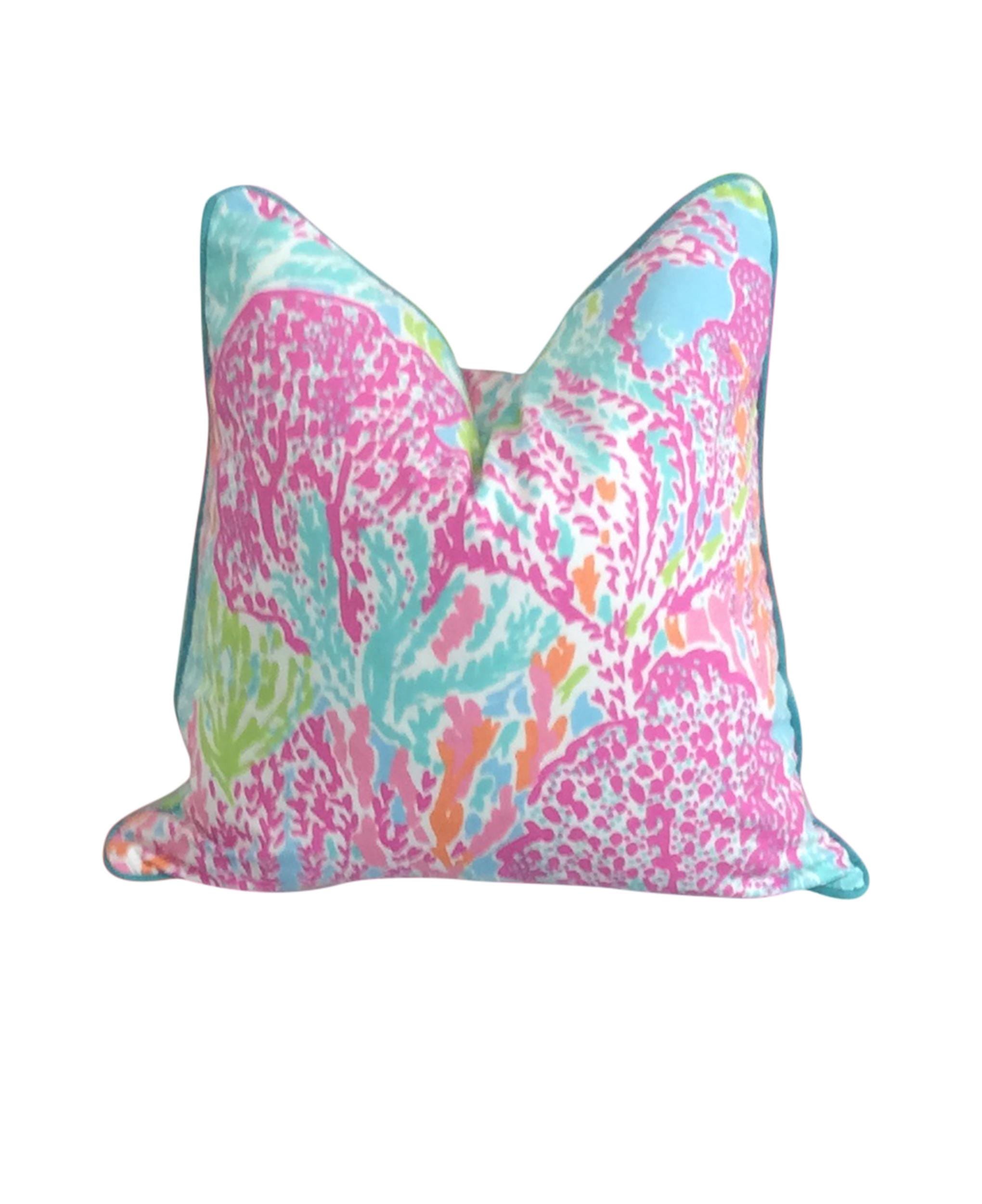 Lilly Pulitzer Let's Cha Cha Pillow Cover: Tropical Aqua Pink