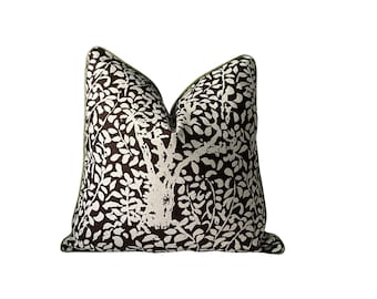 China Seas Arbre de Matisse Floral Pillow Cover | Brown Designer Pillow