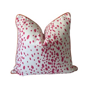 Pink White Cheetah Print Pillow Cover, Animal Print Fabric, Hot Pink Pillow Cover
