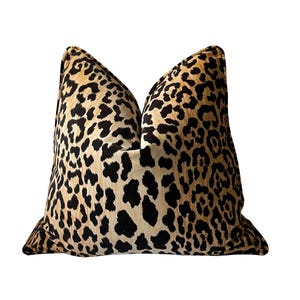 Leopard Muster Kissen Bezug: Schwarz & Hellbraun Braemore Jamil Baumwoll Stoff