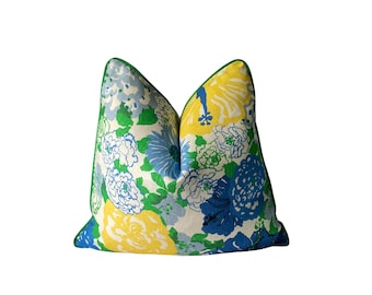 Lilly Pulitzer Heritage Floral Pillow Cover: Green & Blue Floral