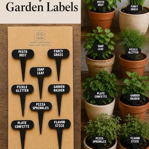 Set of 8 Funny Herb Garden Labels | 3D Printed Plant Markers | Basil Mint Rosemary Parsley | Gift for Gardeners