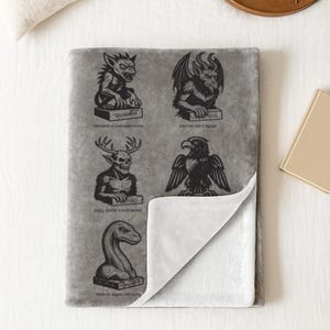 Cryptid Creatures Blanket with 20 Mythical Monster Illustrations | Cozy Throw for Cryptid Lovers