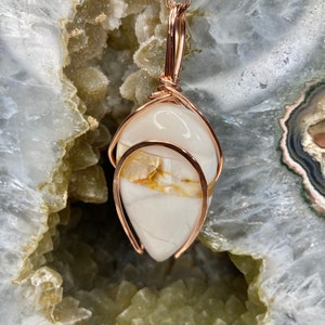 Intarsia milky Opal and Petrified wood pendant
