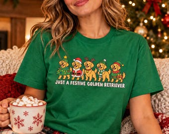Just A Festive Golden Retriever Shirt, Golden Retriever Christmas Shirt, Dog Christmas Tee, Funny Xmas Shirt, Christmas Gift for Dog Lovers