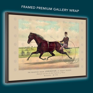 Galleria incorniciata Wrap Canvas Stampa del 1800 Harness Horse Racing featuring Champion Horse &quot;Johnston&quot; (007)