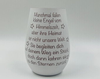 Sternenkind Andenken, wundervolles Windlicht als Geschenk für Sternenmama, Teelichtglas lasergraviert Sternenkind Spruch zum Andenken