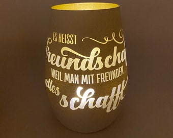 Personalisierbares Windlicht, lasergraviertes Windlicht, tolles Geschenk für Freunde, beste Freunde, Mitbringsel für Freunde, Freundschaft