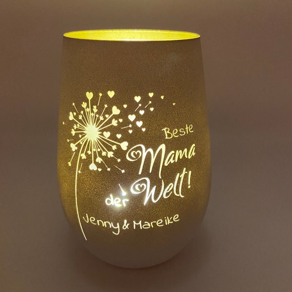 Personalisiertes Windlicht, lasergraviertes Windlicht, tolles Geschenk für Mama, Geschenk für Mama von Kindern, beste Mama mit Namen