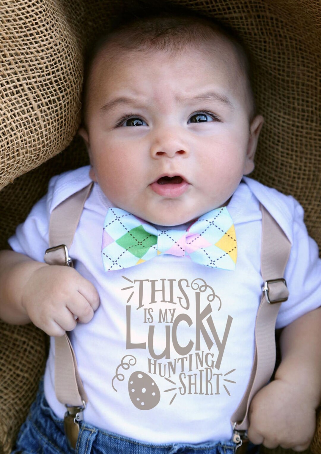 Baby Boy Easter Outfit With Cute Saying Lucky Hunting Shirt Etsy
