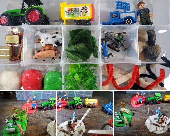 Farm Play Dough Sensory Kit Farm and Tractor Playdough Box