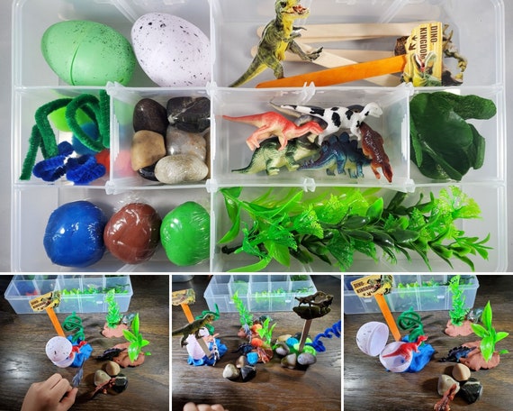 Dinosaur Play Dough Sensory Kit Toy Dinosaurs Playdough Box