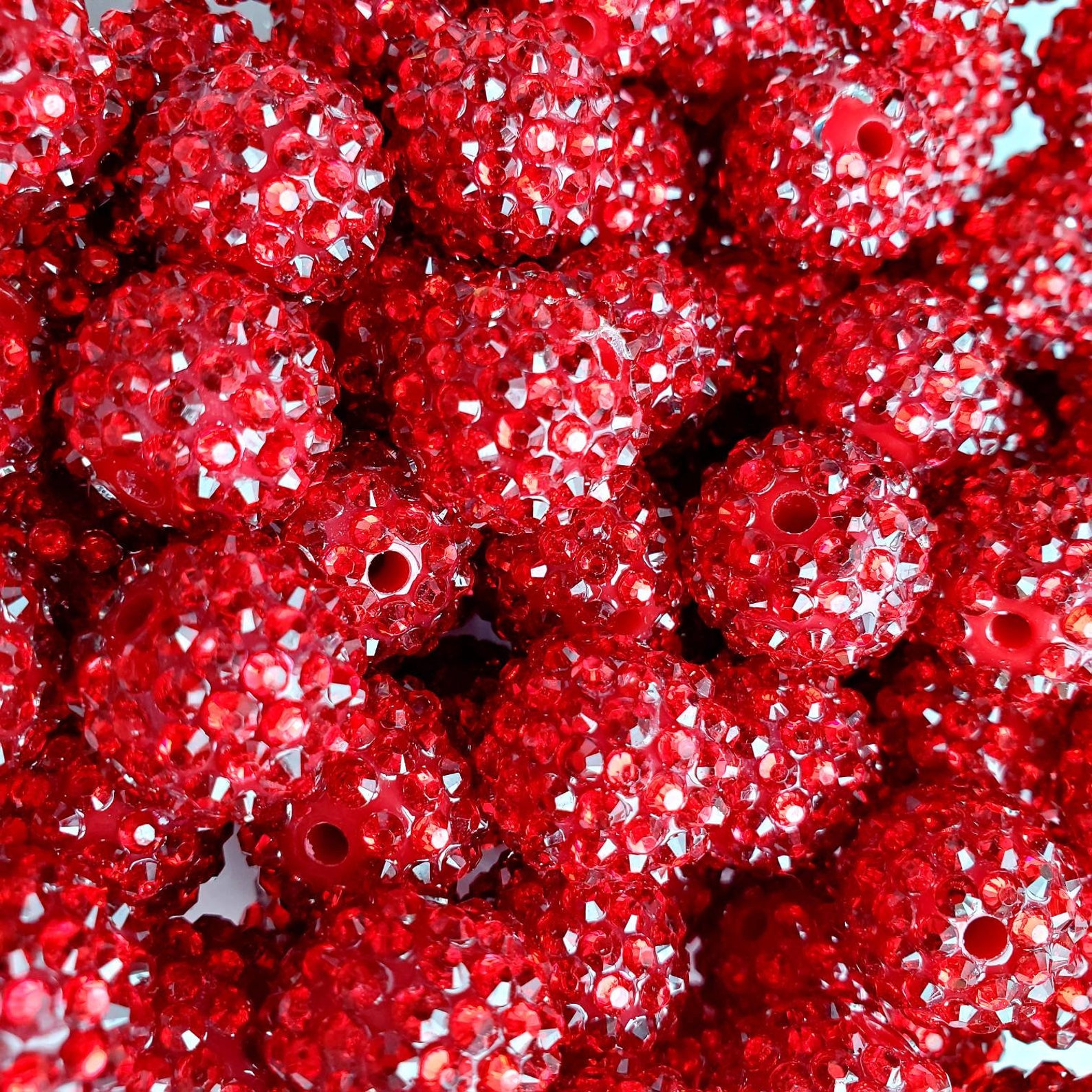 18mm Rhinestone Beads 5 Red Etsy