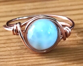 Larimar and copper ring size 7