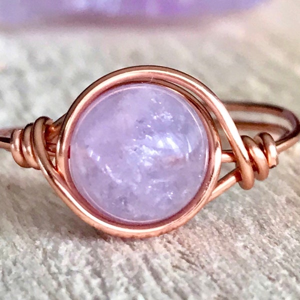 Purple Jade Ring, Copper-Silver Jade Ring, Lavender Jade Jewelry, Healing Crystals, Christmas Gifts For Her- Sizes 4 5 6 7 8 9 10 11 12