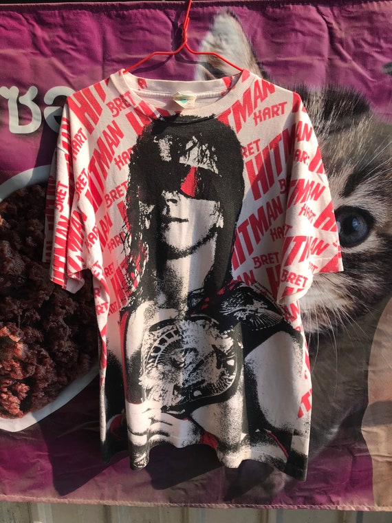 Vintage all over print brethart wwe shirt 1993