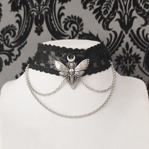 Black lace deathmoth choker-gothic choker-occult witch choker
