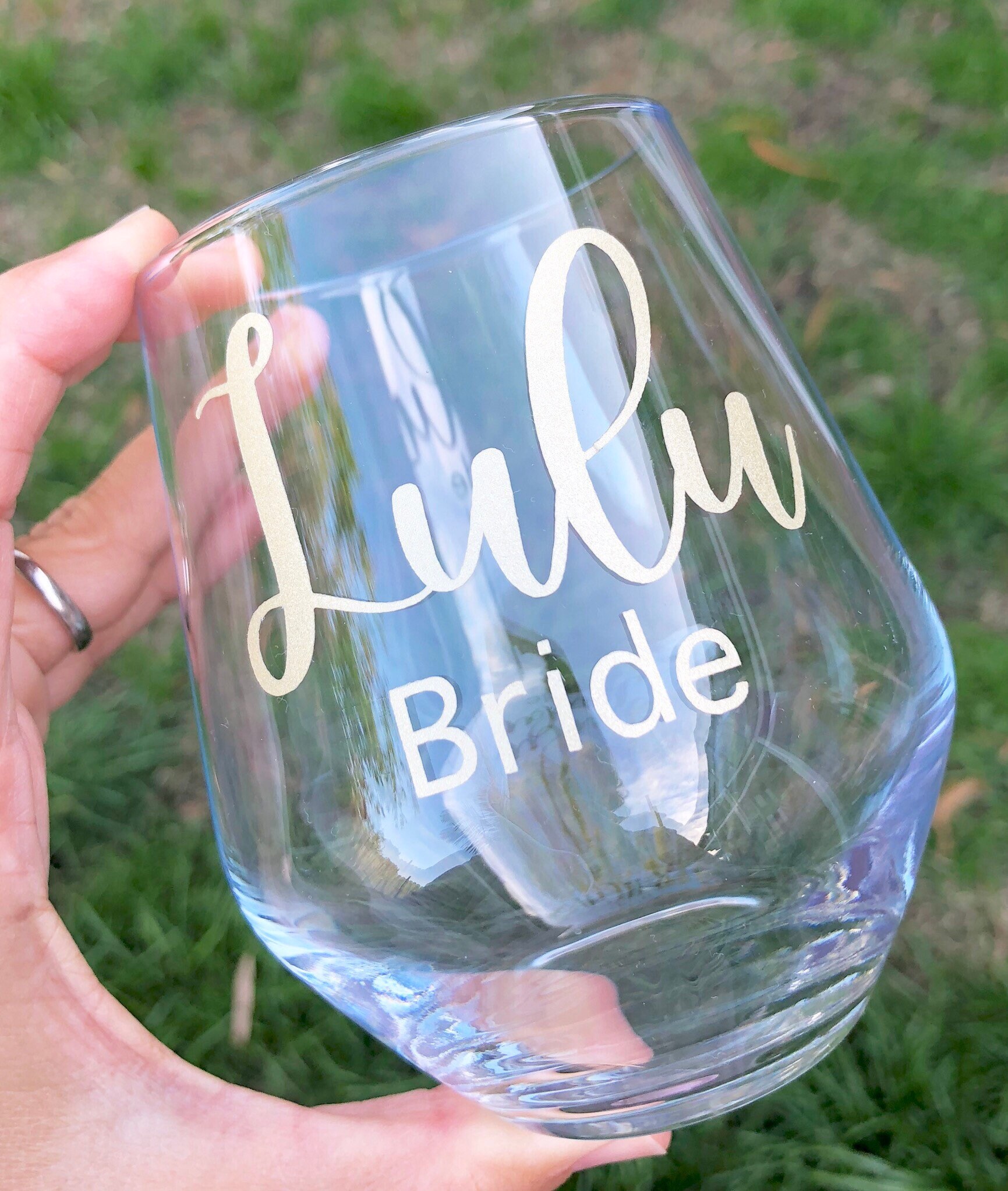 Personalised Wedding Glass / Wine Glass with Sticker Decal / Etsy