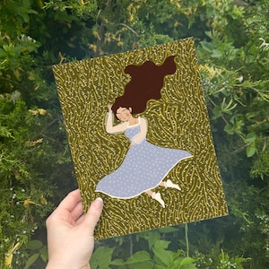 Cottagecore Girl in Grass Illustration | Cottage Core Print, Wall Art Print