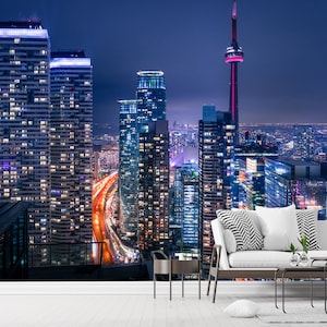 Toronto Skyline Wallpaper Mural: Peel and Stick Office Wall Decor