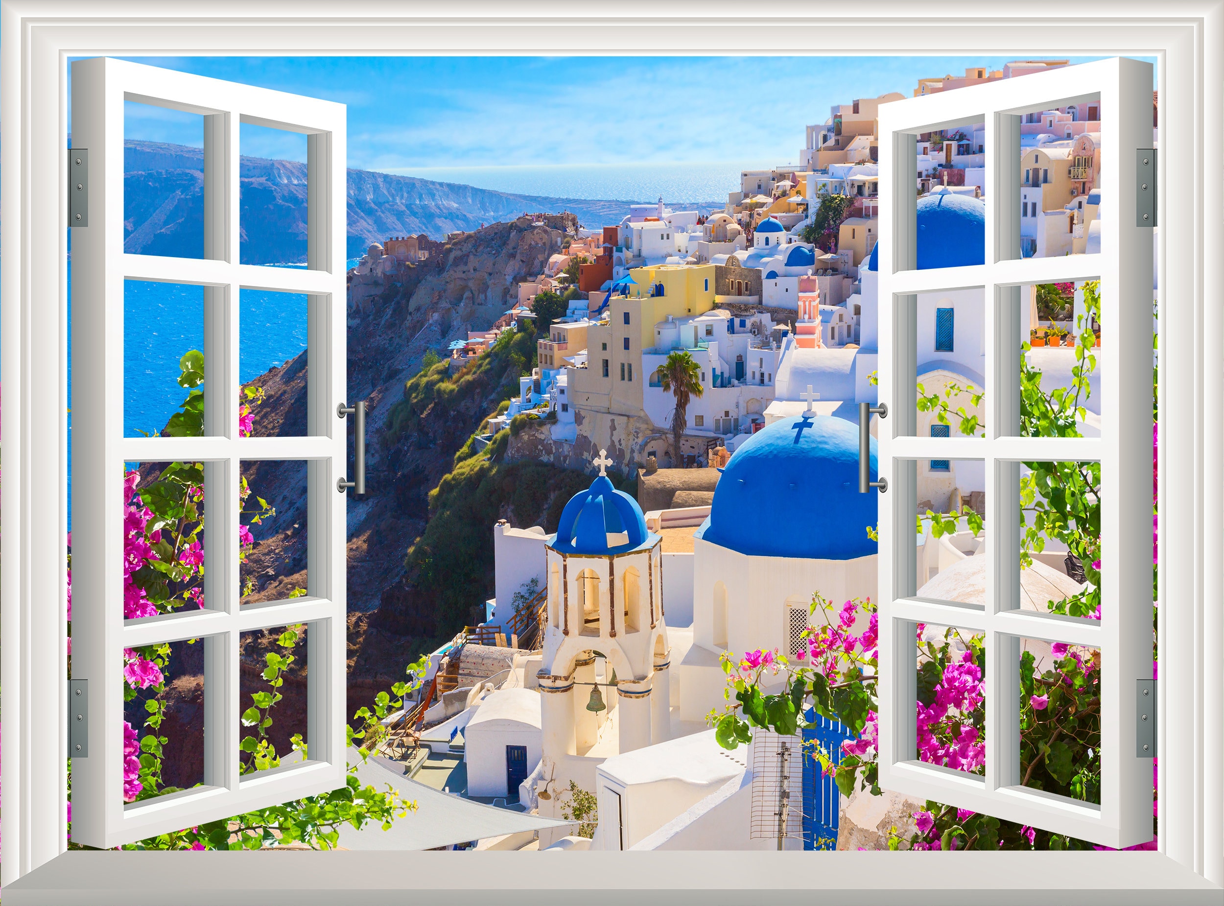 Santorini Greece Wall Decal Wall Sticker 3D Window Effect View Etsy