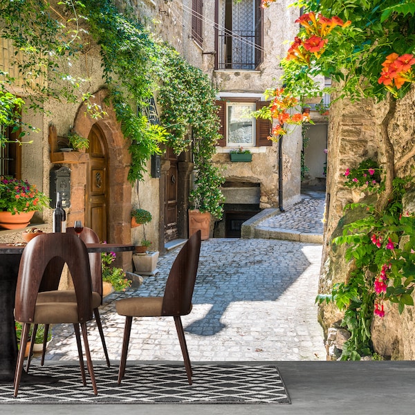 Alte Straße Tapete Schälen und Aufkleben Selbstklebende Stadt entfernbare Foto-Wandbild Tapete Schlafzimmer Eingangsbereich Büro-Abziehbild Kunst