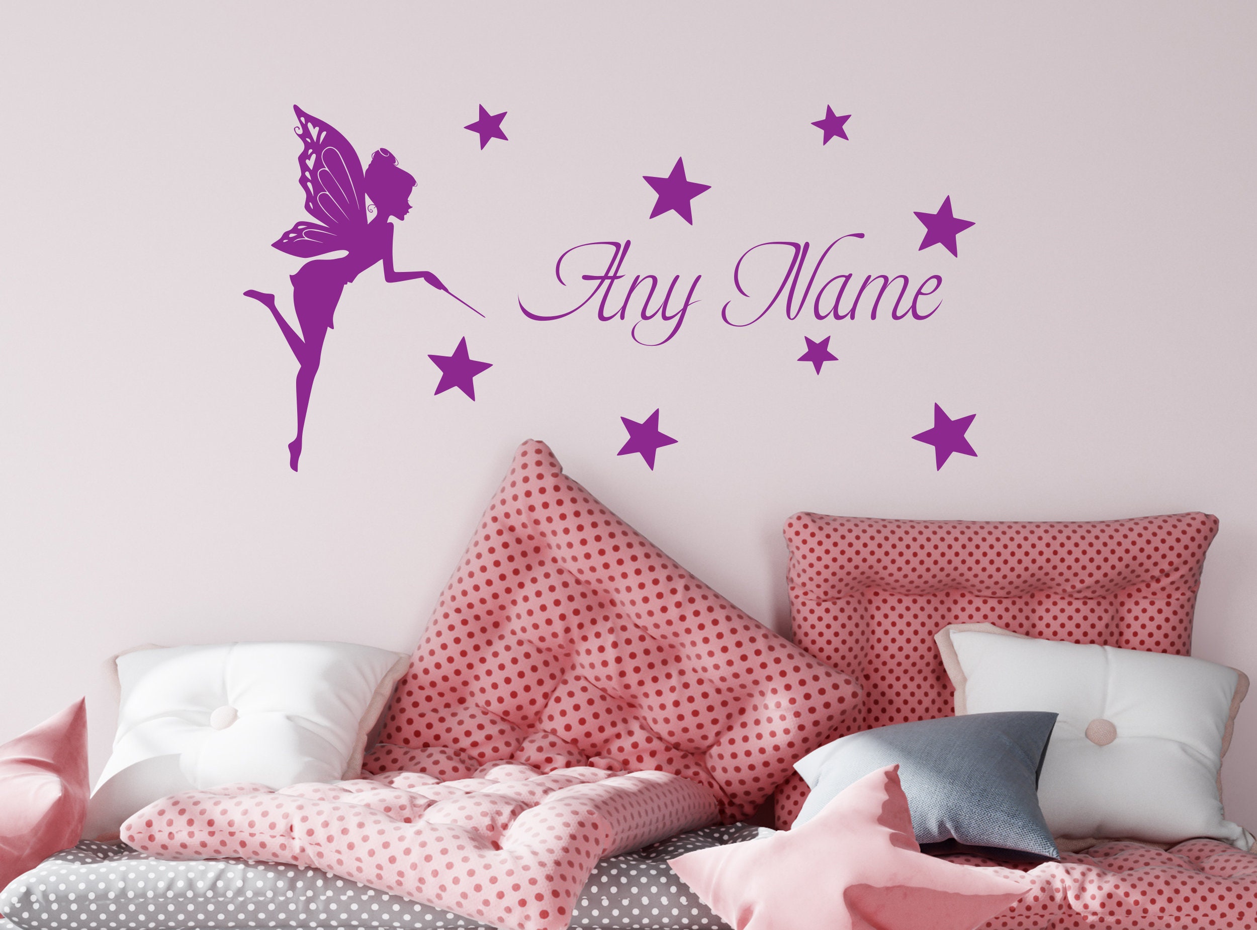 Childs Bedroom 1 Personalised Fairy Wall Sticker Available in 24 Colours 
