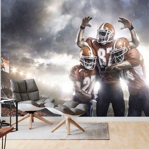 American Football Players Wall Mural: Teen Room Peel and Stick Wallpaper