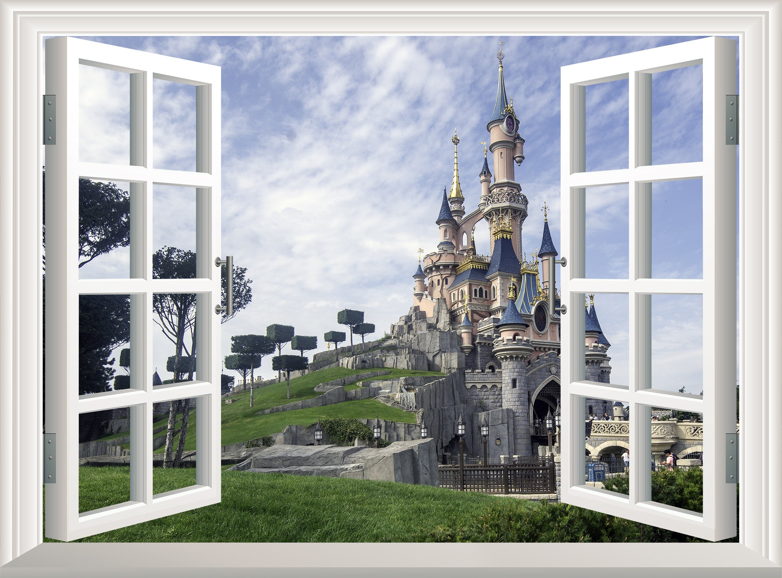 Disney Castle Wall Sticker 3D Window Effect View Wall Decal Etsy UK