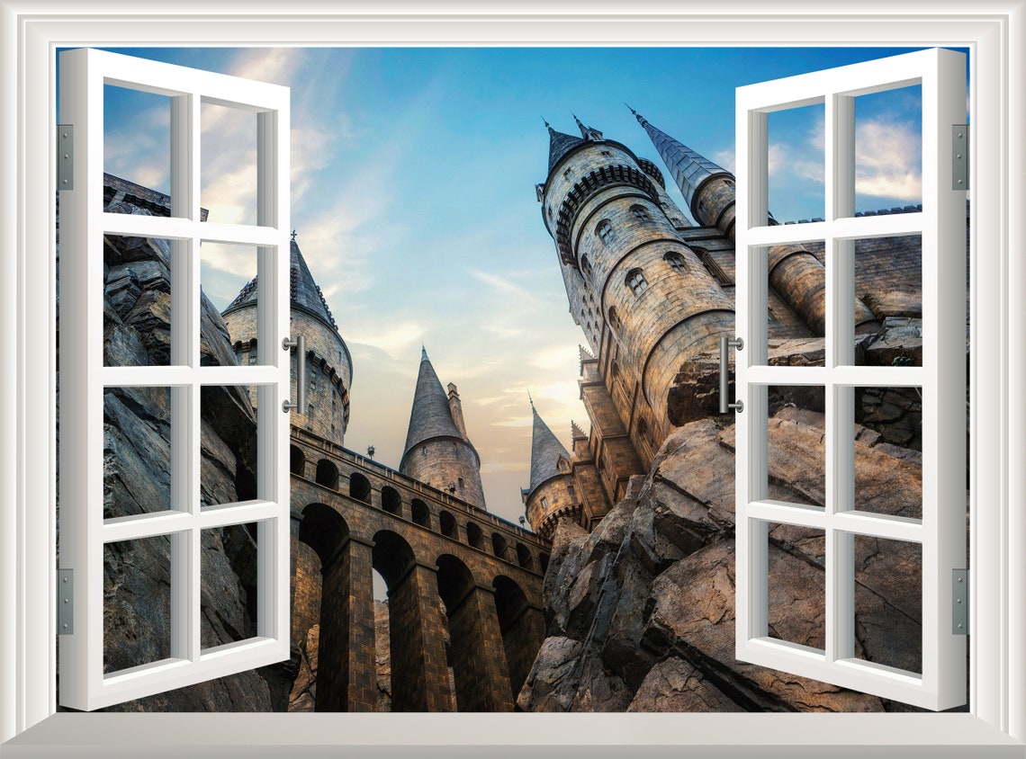Harry Potter Hogwarts Castle Wall Sticker 3D Window Effect Etsy