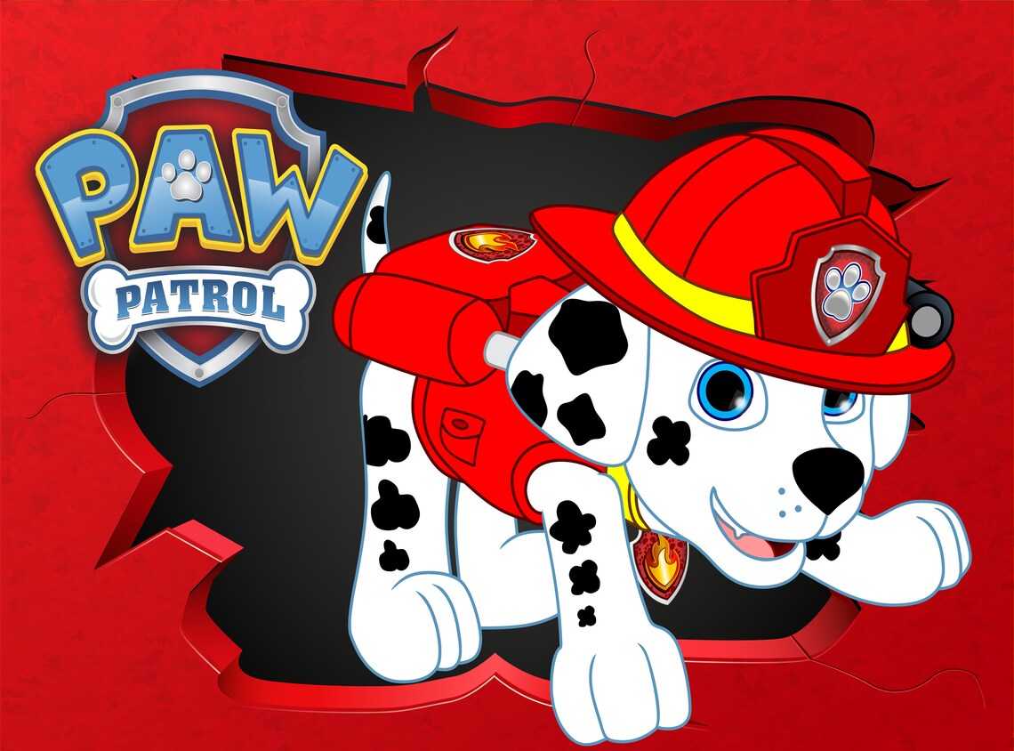 Paw Patrol Marshall Paw Wall Decal Wall Sticker Poster Etsy