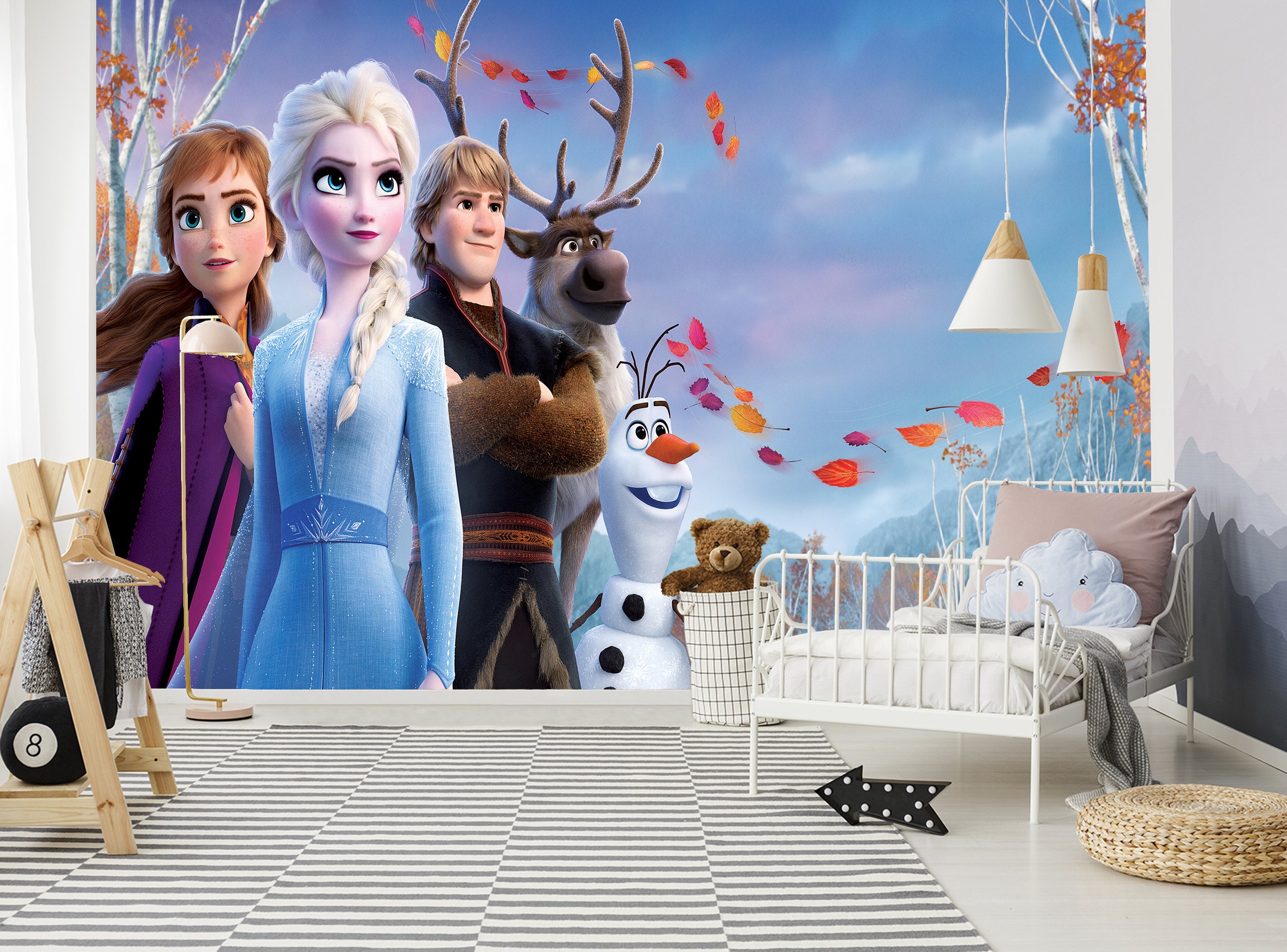 Frozen Wallpaper Frozen Wall Decal Disney Mural Frozen Wall Etsy