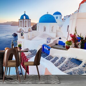 Santorini Wall Mural: Greek Island Photo Wallpaper, Peel & Stick