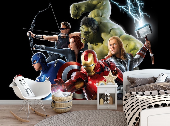 Home & Living Avengers Wall Mural Marvel Wallpaper Avengers Wallpaper ...